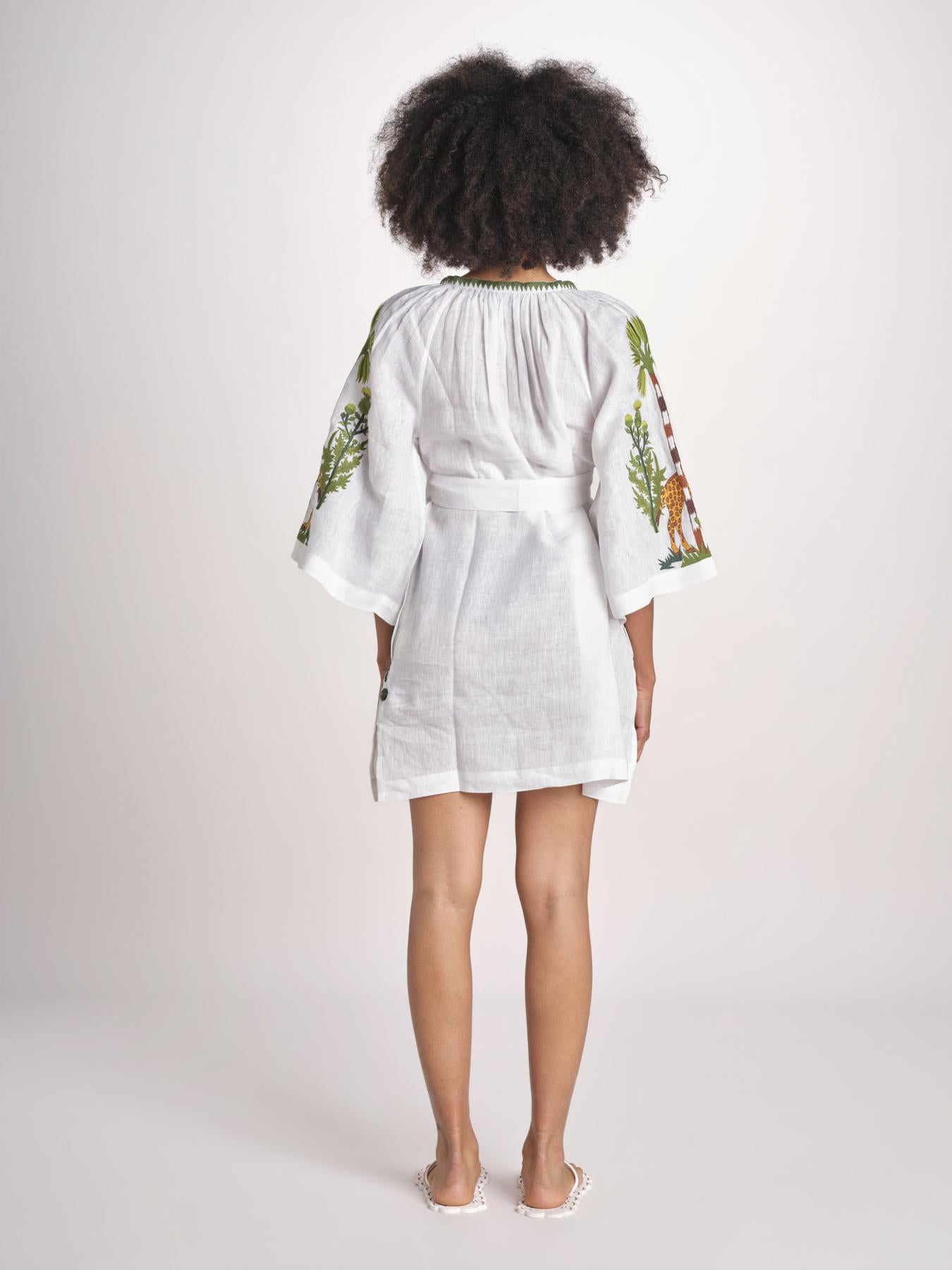 mini abito con giraffe BE25310 WHITE MULTI benaras soleil 