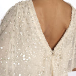 LEILA DOT VNECK abito m/c con paillettes LEILA DOT V-NECK CAPE ANKLE GOWN PARCHMENT needle & tread 