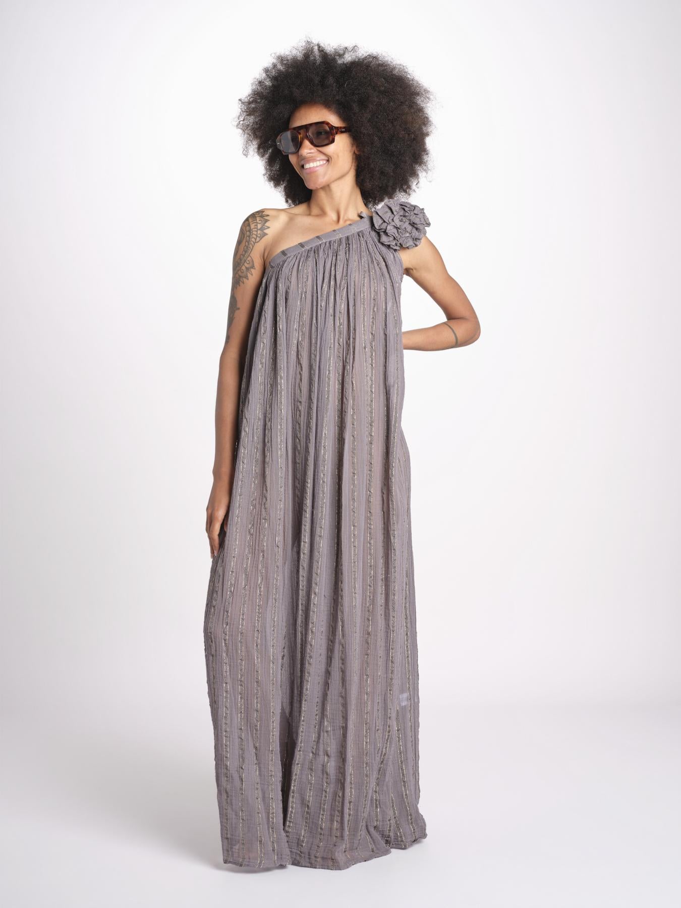 abito monospalla in lurex gessato KALISTA GREY christianzen 