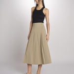 Gonna midi con pannelli a pieghe davanti DORME 2615101111600 002 NOCCIOLA weekend maxmara 