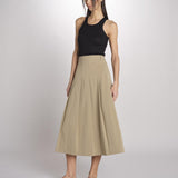 Gonna midi con pannelli a pieghe davanti DORME 2615101111600 002 NOCCIOLA weekend maxmara 