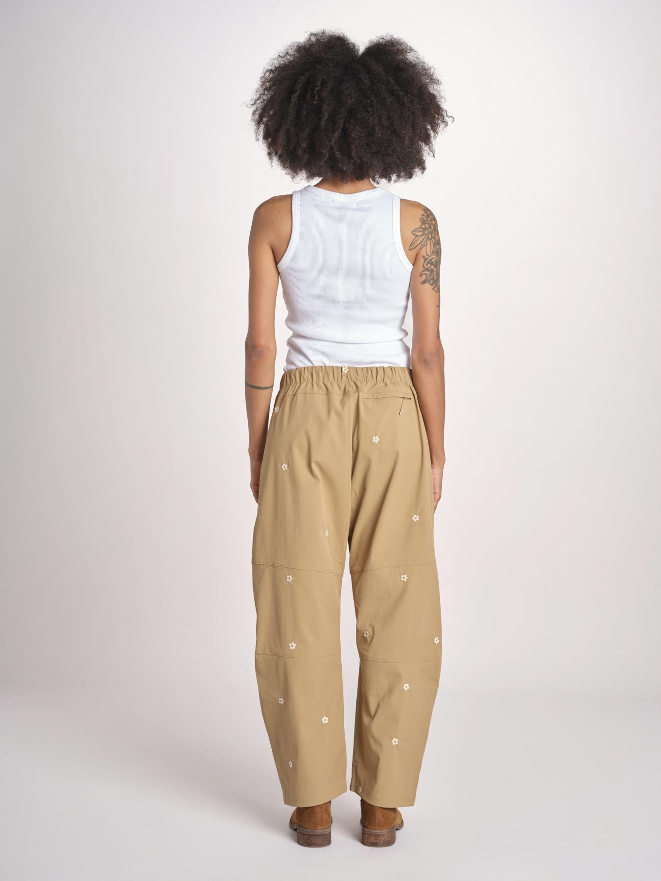 pantaloni con fiorellini ricamati THE EMBROIDERED OUTPOST OWB0008575 KHAKI the GREAT 