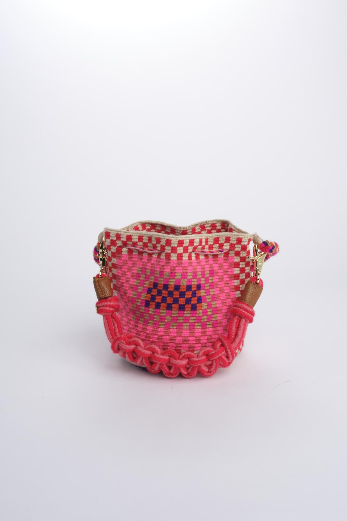 mini bag macrame G12W-0001- RED PINK guanabana 