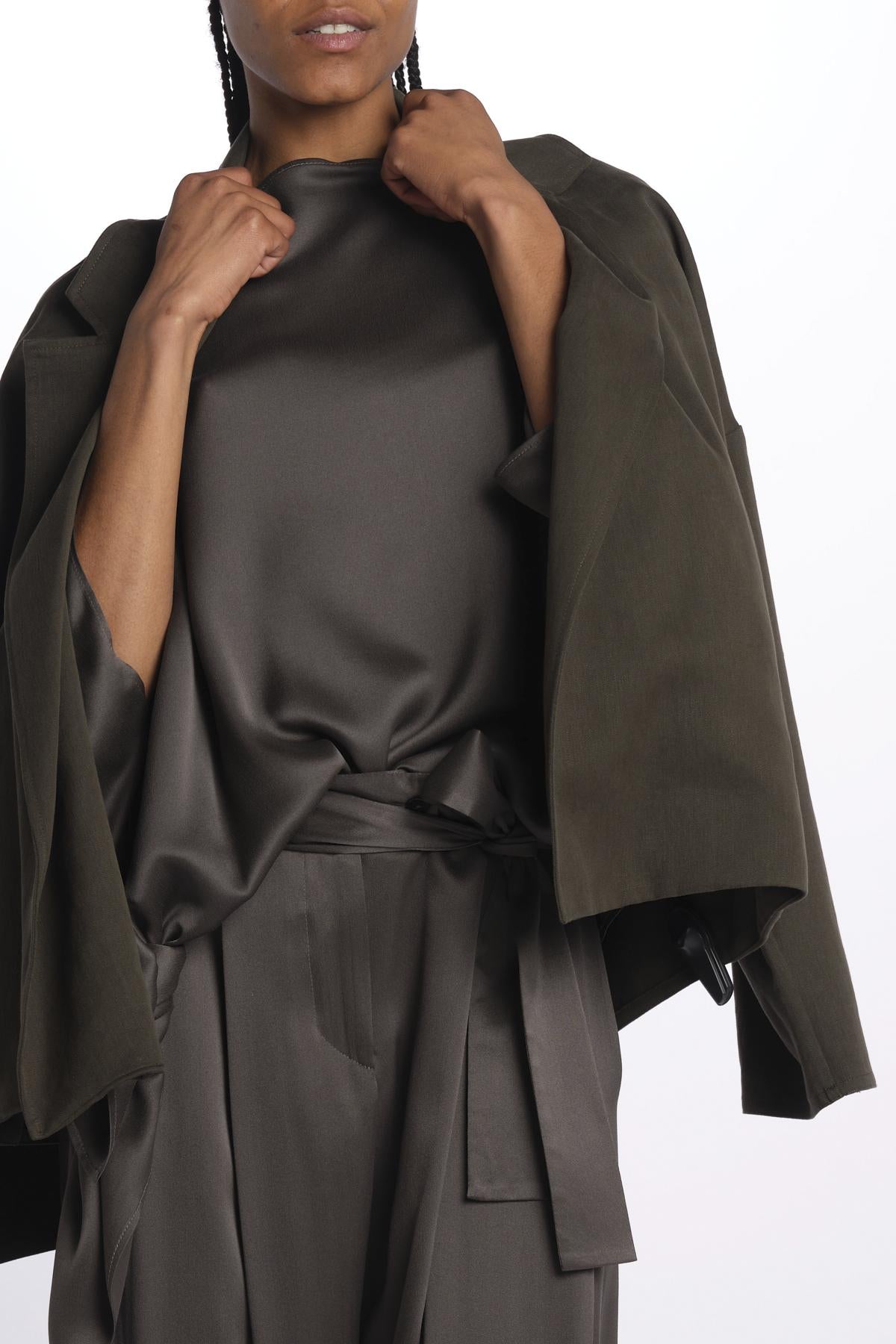 2881 camicia asimmetrica in crepe satin 2881 STONE dusan 