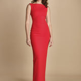 maxidress con scollo a barca e schiena nuda IMOGEN RED solace 