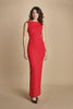maxidress con scollo a barca e schiena nuda
