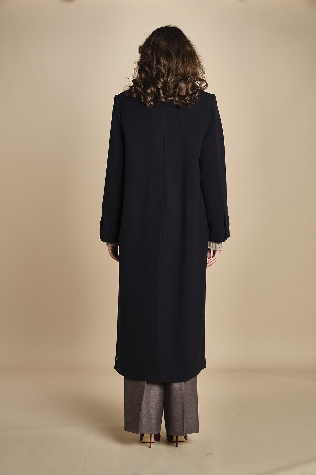 cappotto doppiopetto in panno CLAMENCE IO111135 BL900 ivy oak 
