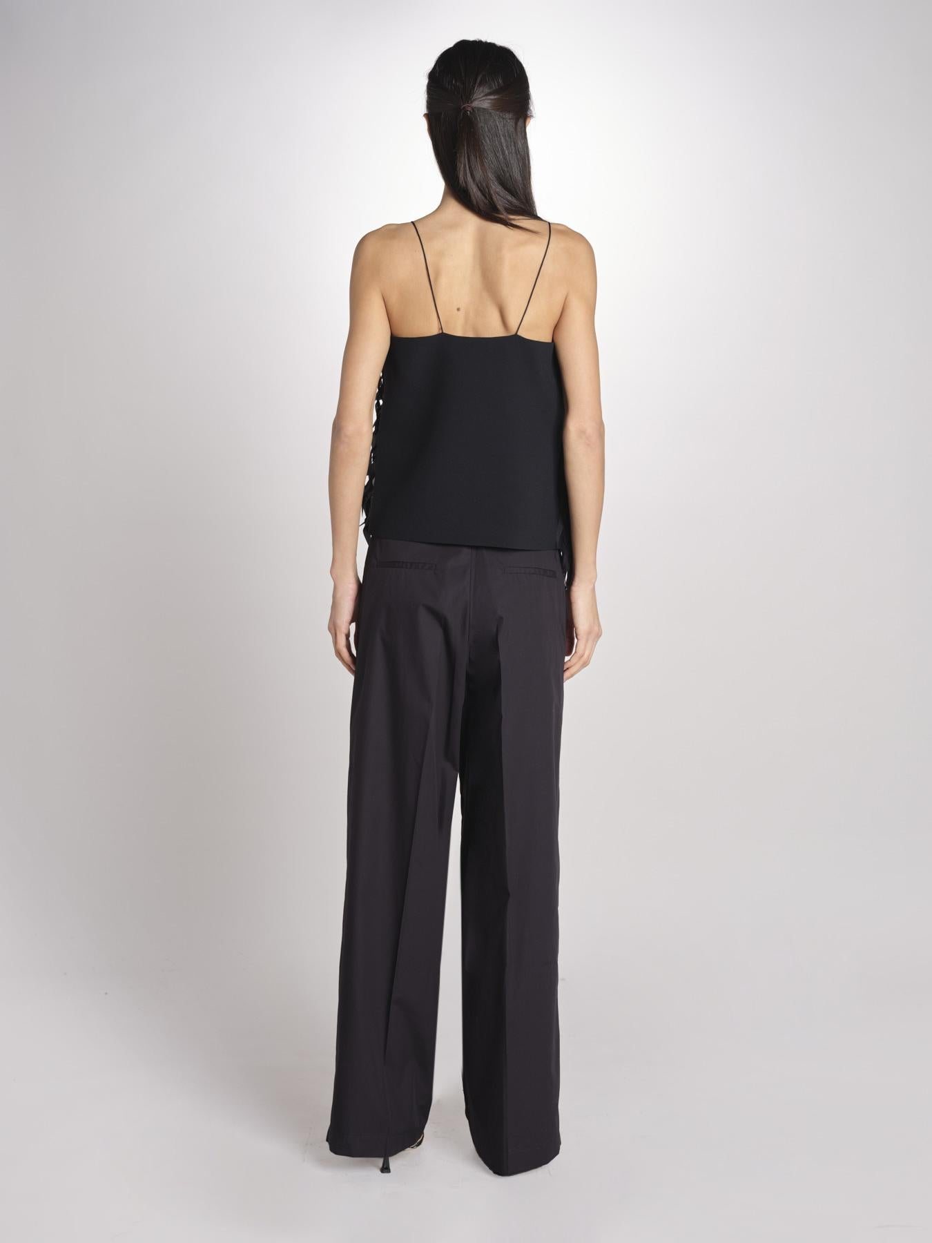 Top con piume laserate T011-5336-9000 NERO n21 