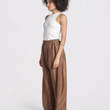 pantalone in mussola con elastico DORA 3119 T0161 CHOCOLATE T0032 the latest 