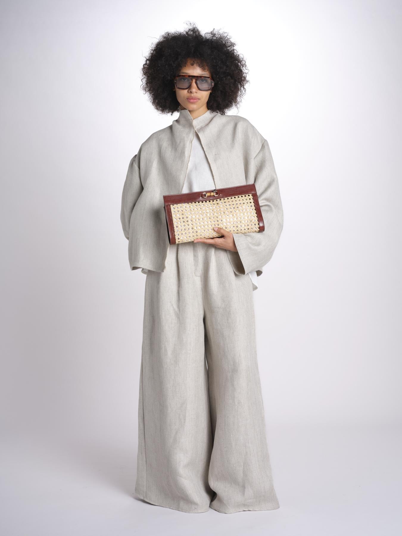 busta in paglia e dettagli in pelle MALE P26CAT71 NATCUO catarzi 1910 