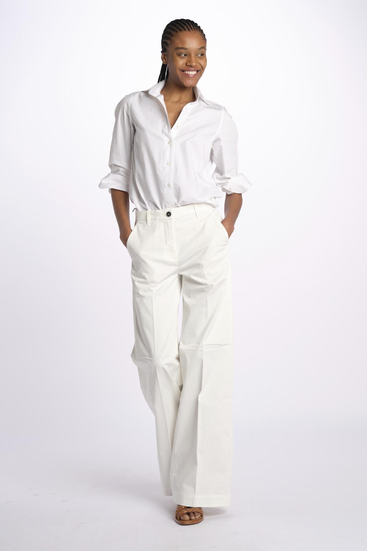 Pantalone NADIA co/ stretch NADIA NAC120 P01 BIANCO nine in the morning 
