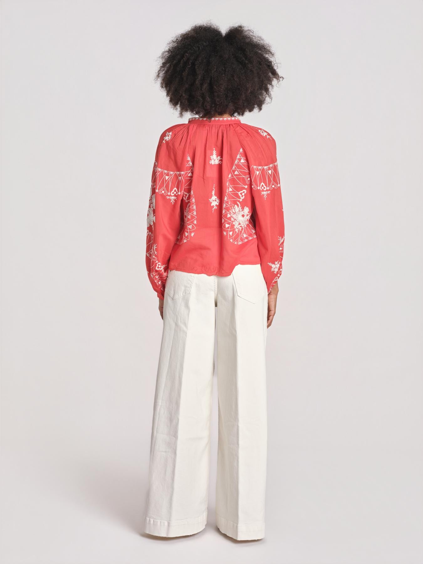 camicia con ricamo fiori SERAFINA 099 POPPY sea ny 