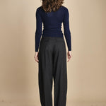 girocollo a costine manica luna in lana merino LAU30 E21210 BLU milaura 