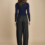 girocollo a costine manica luna in lana merino LAU30 E21210 BLU milaura 