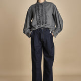 camicia voille lana con rouches MAGRITTE LIGHT GREY laurence bras 