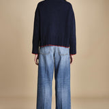 maglia dolcevita over SAMANTHA BLU NAVY ROSSO tenne' 