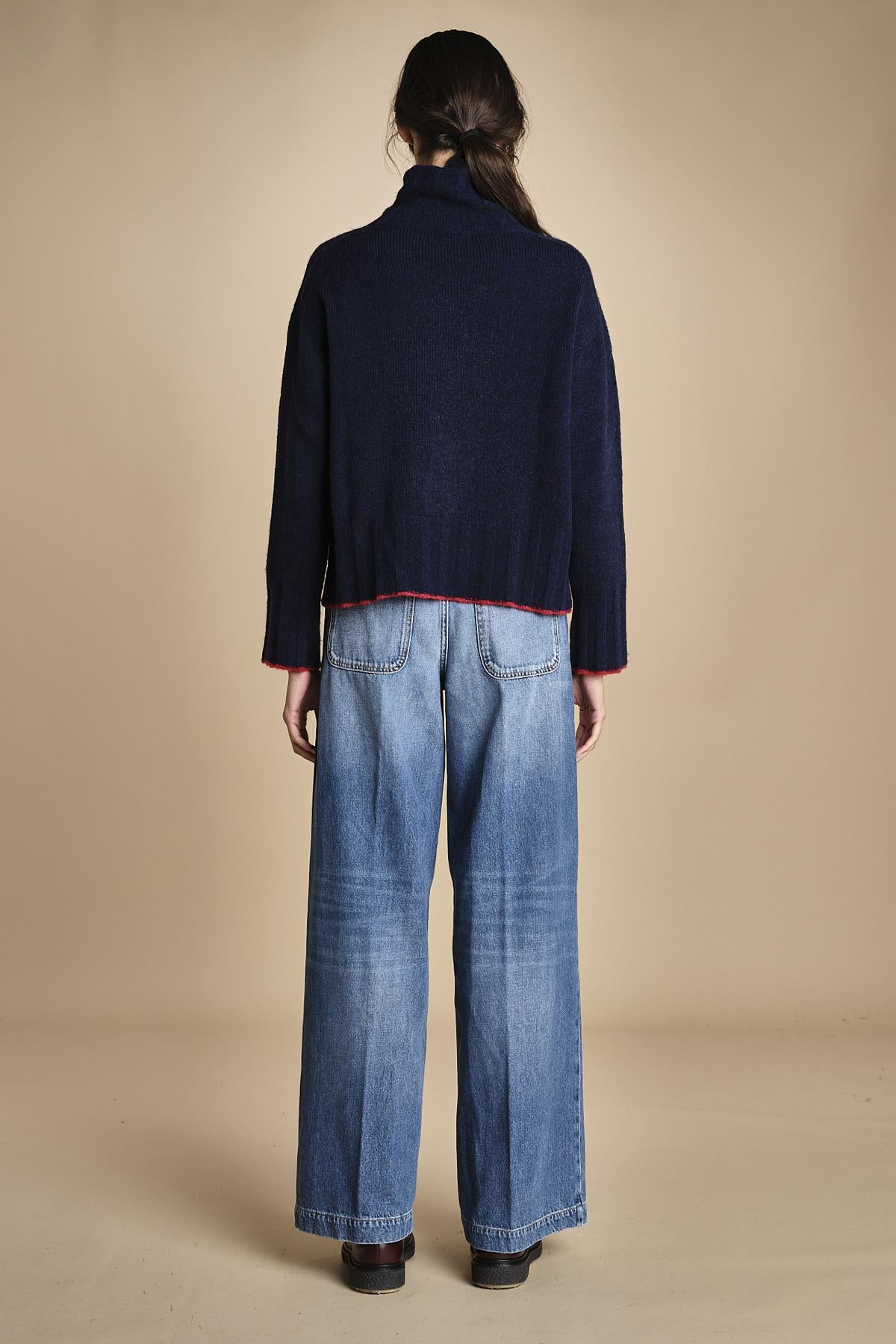 maglia dolcevita over SAMANTHA BLU NAVY ROSSO tenne' 