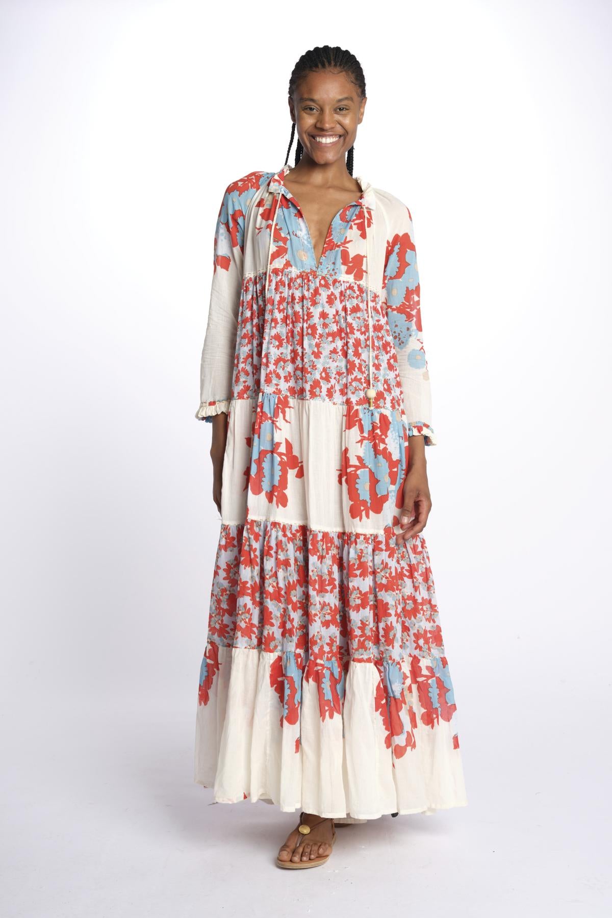 Abito lungo m/l fiori Maxi Hippydress MH BFF4 MA4 yvonne s. 