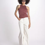 denim largo con olrlo alto 12328-753 THE MID RISE HEADLINER SNEAK CFS CREAM PUFFS mother 