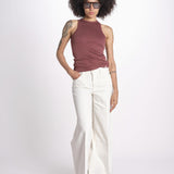 denim largo con olrlo alto 12328-753 THE MID RISE HEADLINER SNEAK CFS CREAM PUFFS mother 