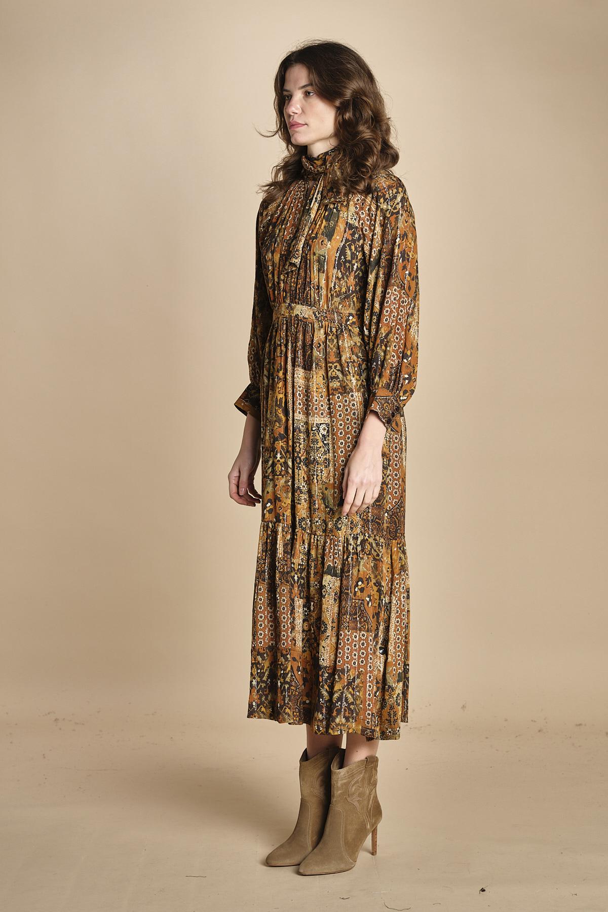 abito midi in etno lurex PIERTA OCRE ba&sh 