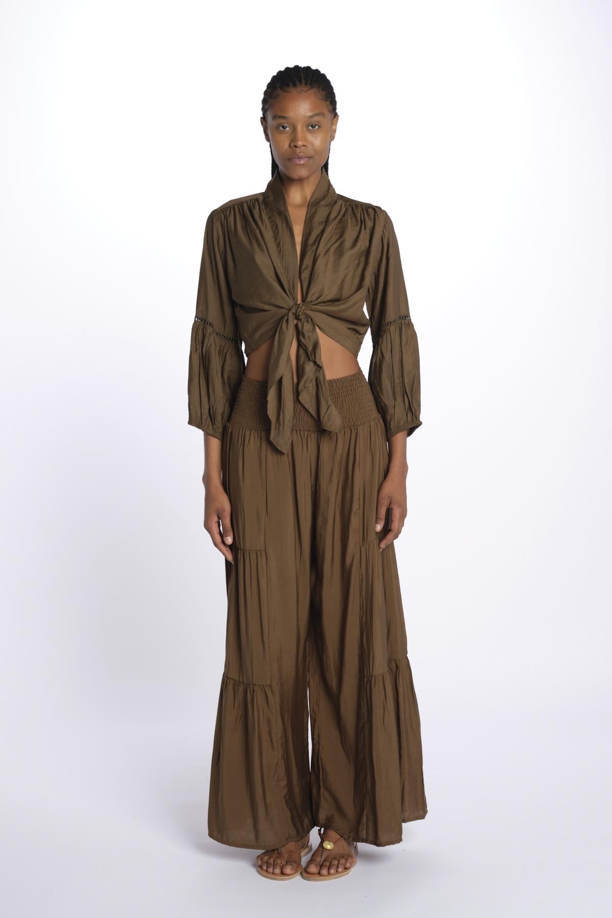 MARIA top con nodo e maniche lunghe MARIA OLIVE laraethnics 