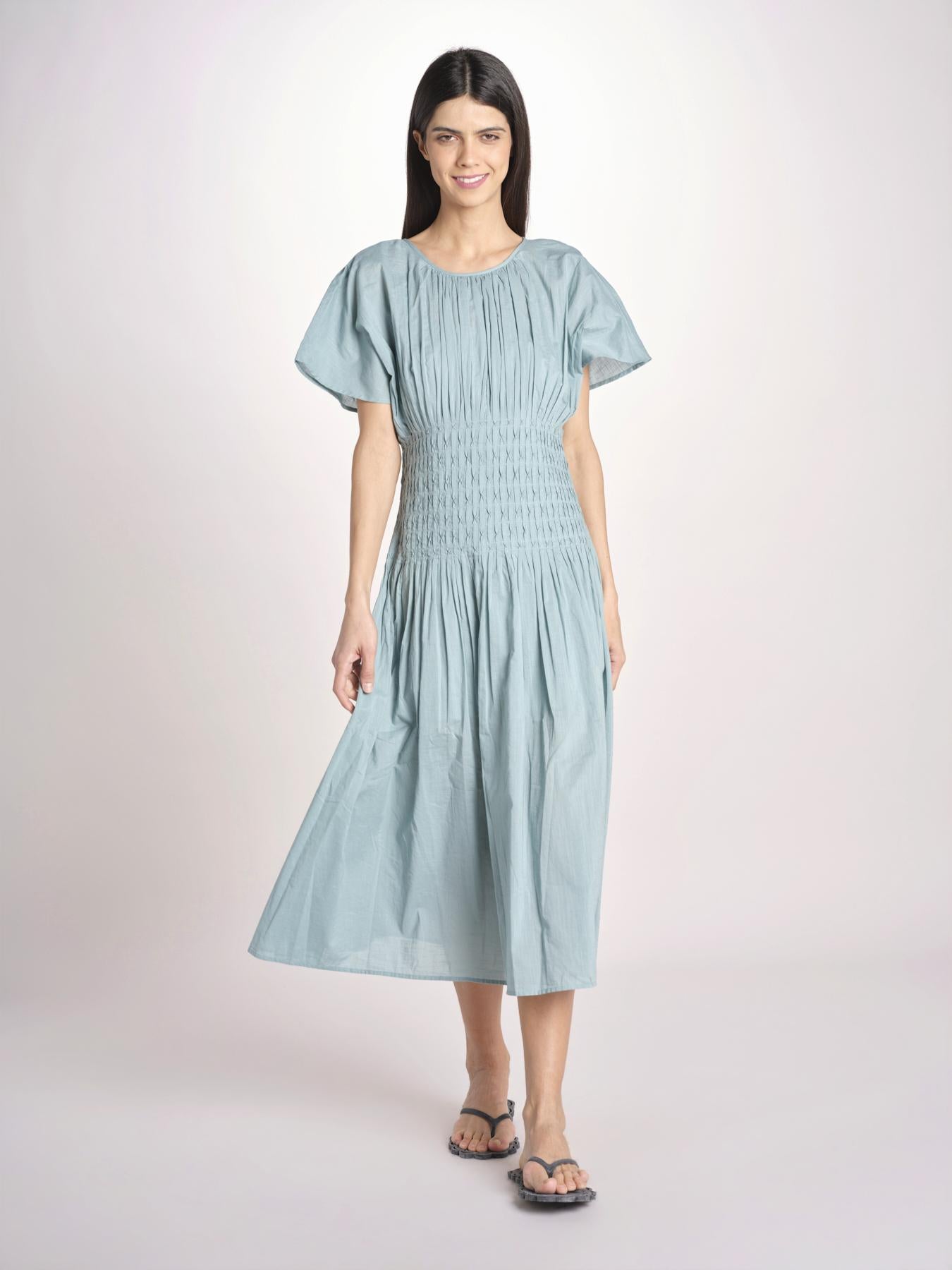 abito midi punto smoke VIOLET DRESS 112 BLUE sea ny 