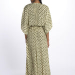 ANTOINETTE abito impero con stampa foglie ANTOINETTE INDIAN KAKI laraethnics 