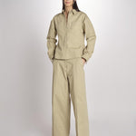 camicia in canvas G011-0212-1186 KAKI CHIARO n21 