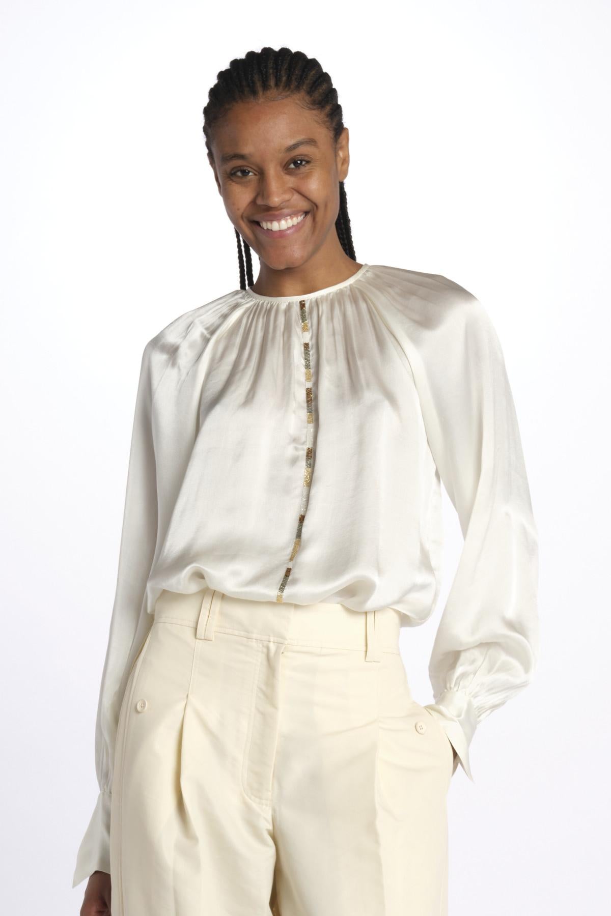 Camicia manica sbuffo CUTWORK BE24499 IVORY milaura 