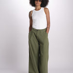 pantalone pinces in cotone NANCY ESSELING GREEN true avenue 