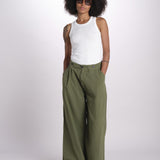 pantalone pinces in cotone NANCY ESSELING GREEN true avenue 