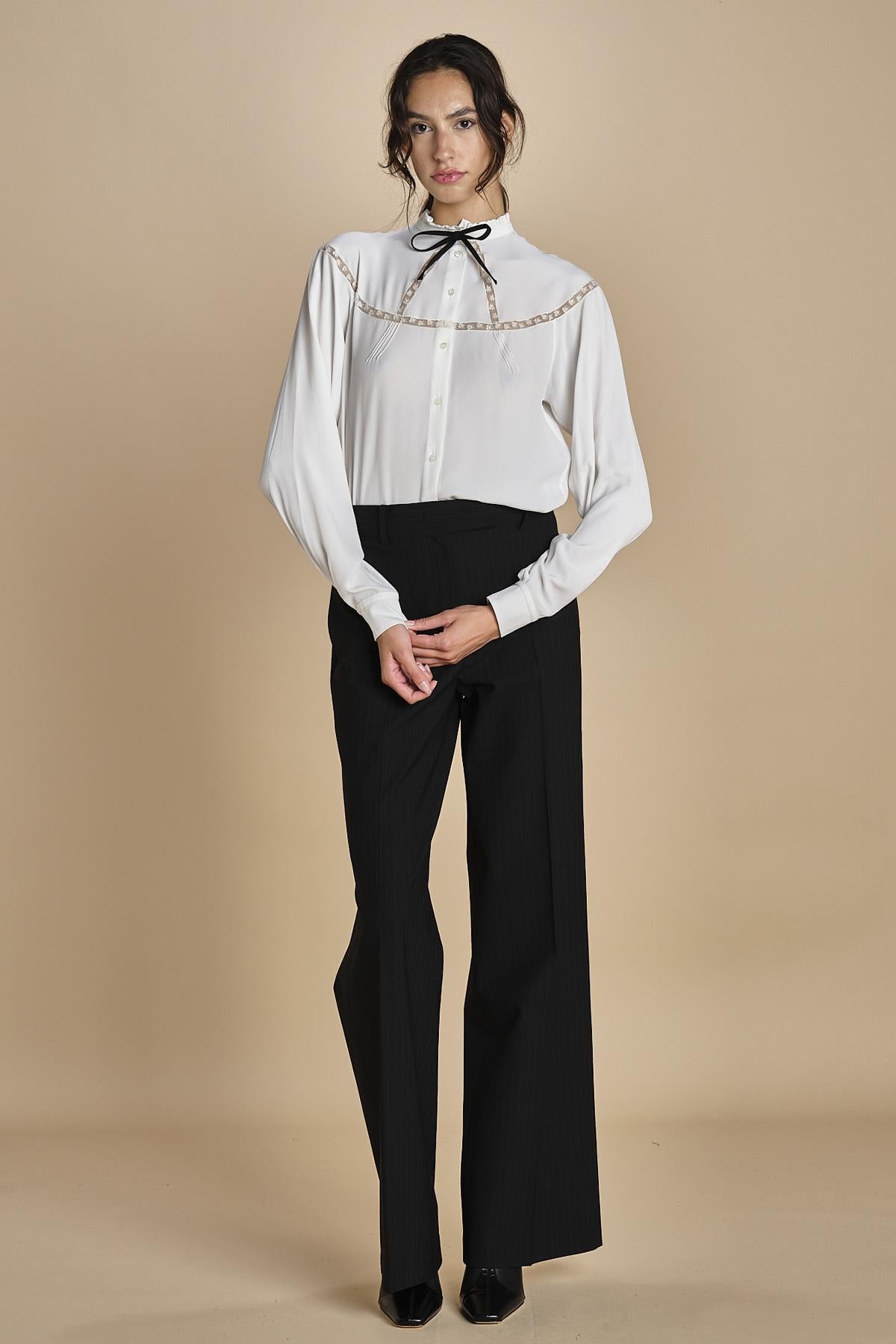 camicia con inserti in pizzo G0625111 1102 n21 