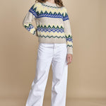 MAGIE maglia con greche BEND516 ECRU BLUE hartford 
