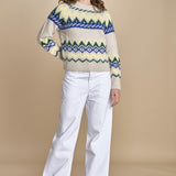 MAGIE maglia con greche BEND516 ECRU BLUE hartford 