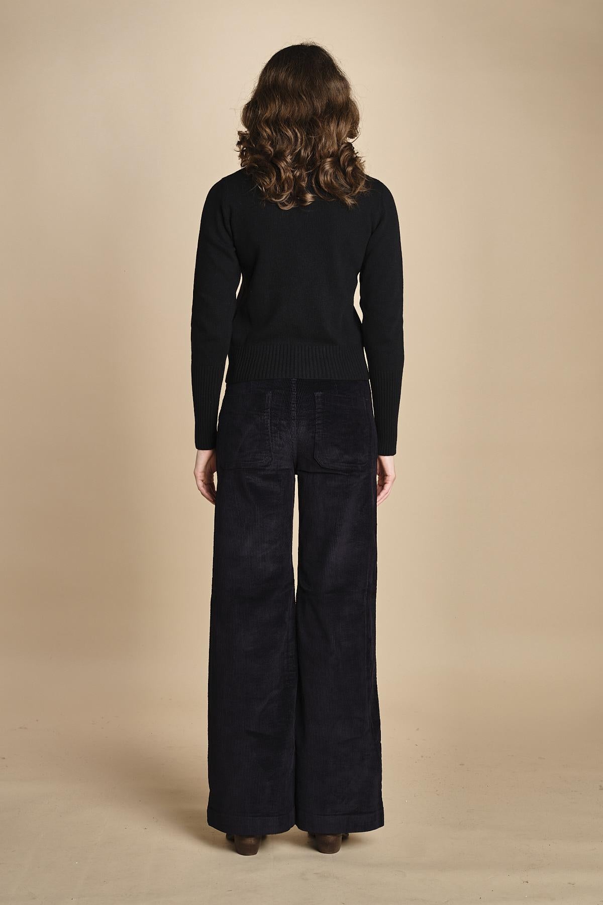 pantalone mano velluto FAUSTINE BLACK fam 