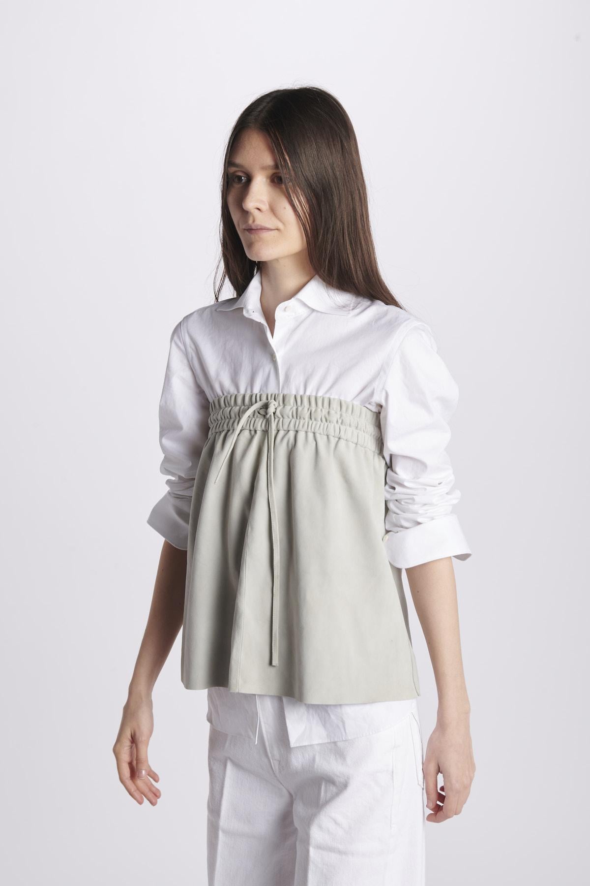 Top camoscio coulisse MIL046 BEIGE CHIARO milaura 