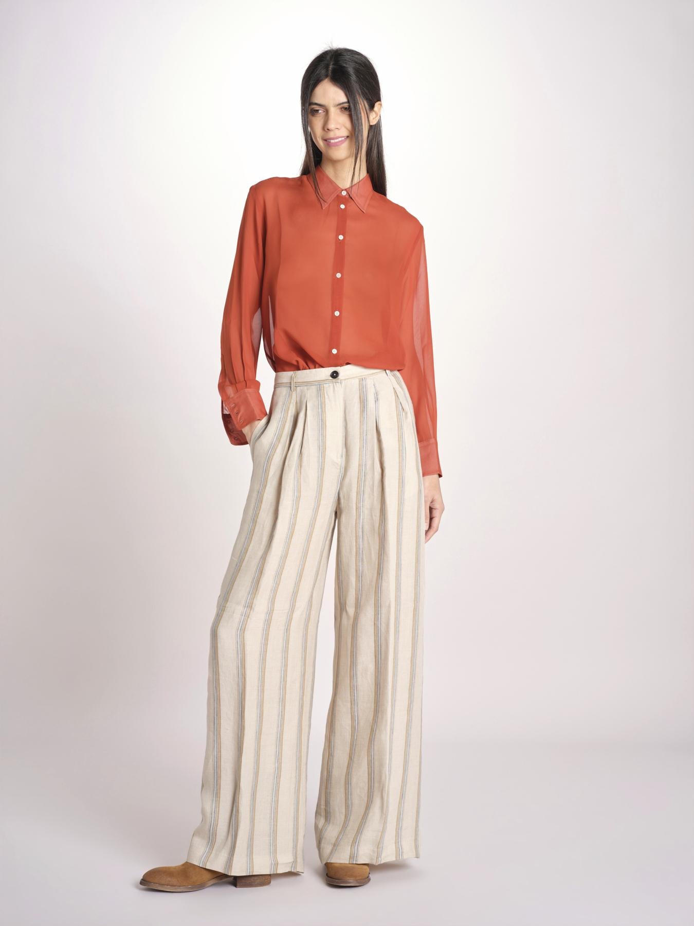camicia uomo in seta P29D0SELMA ORANGE massimo alba 