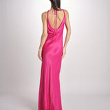 abito lungo liscio spallina 3403 FUXIA access 