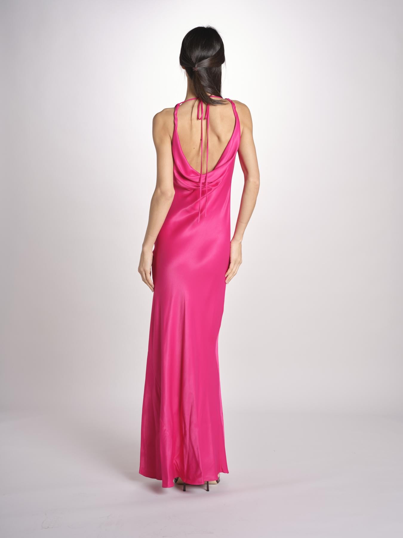 abito lungo liscio spallina 3403 FUXIA access 