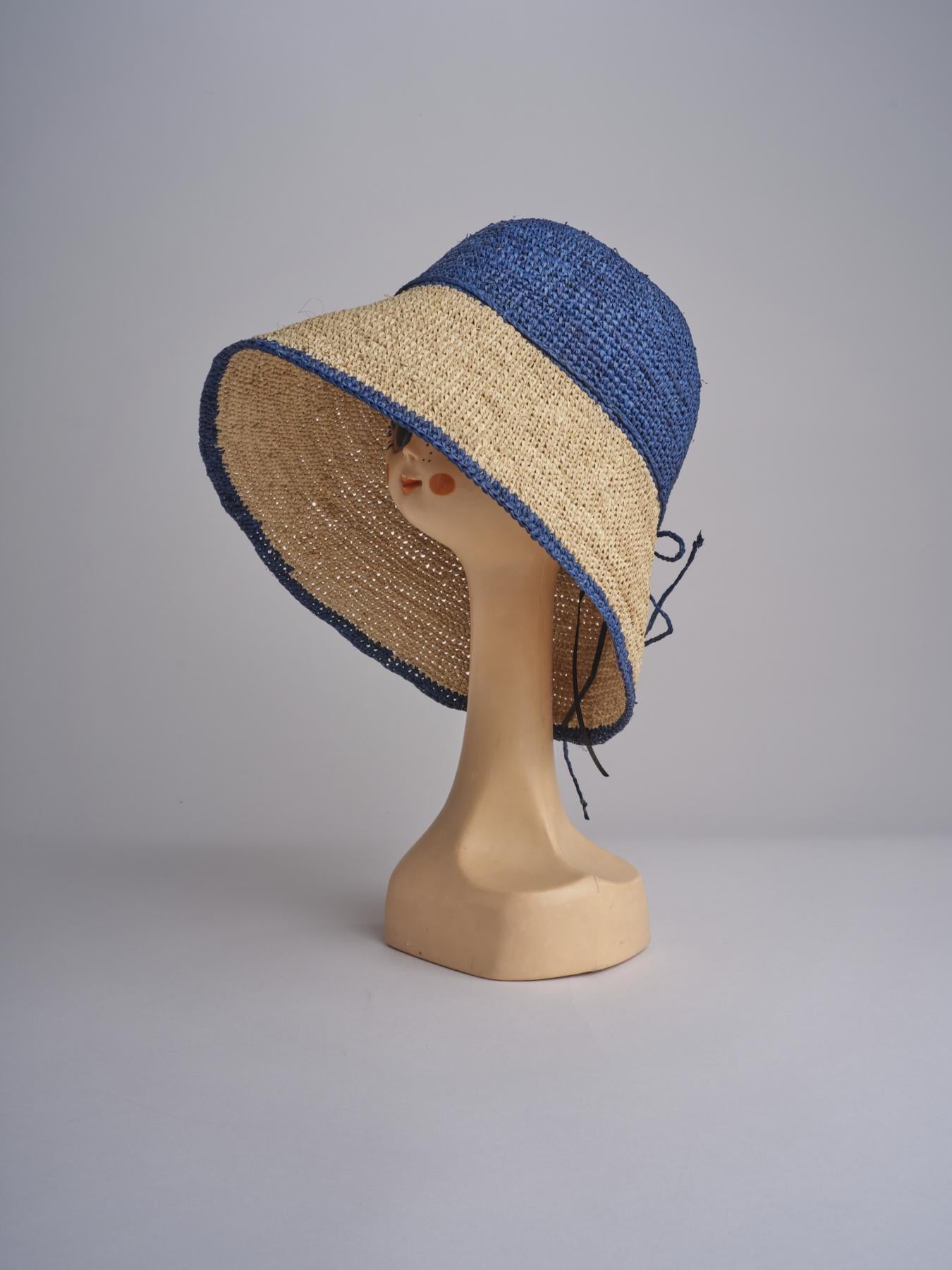 CAPELINE cappello in paglia bicolor DEMI CAPELINE CROCHET 01BG196 AZZ bagatelle france 