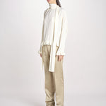 G051 camicia con collo alto e taschine G051-5111-1108 ECRU n21 