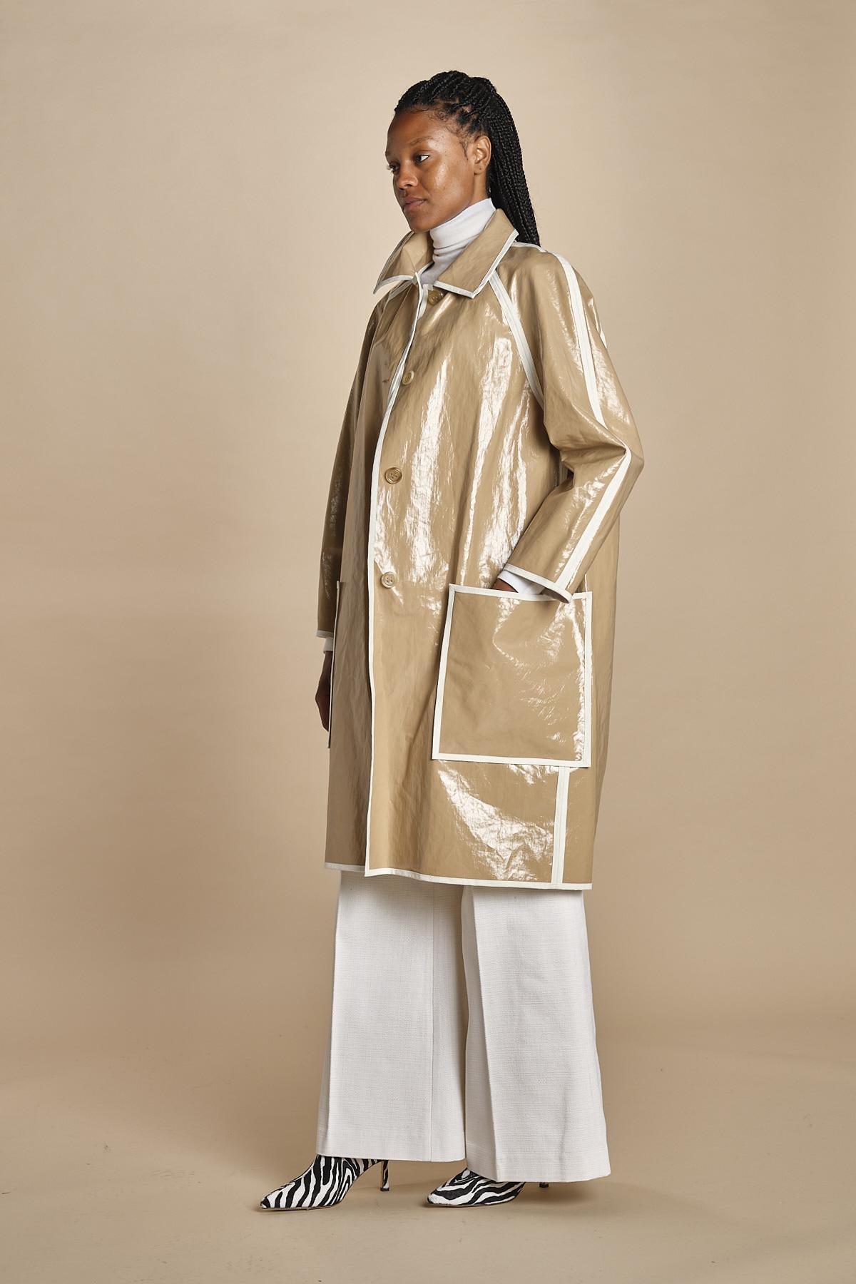COCOON COAT W PATCH POCKET impermeabile profilato AW22MO1-COL LY93 BEIGE martin grant 