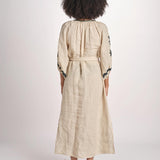 abito con ricamo BE25215 BEIGE GREEN benaras soleil 
