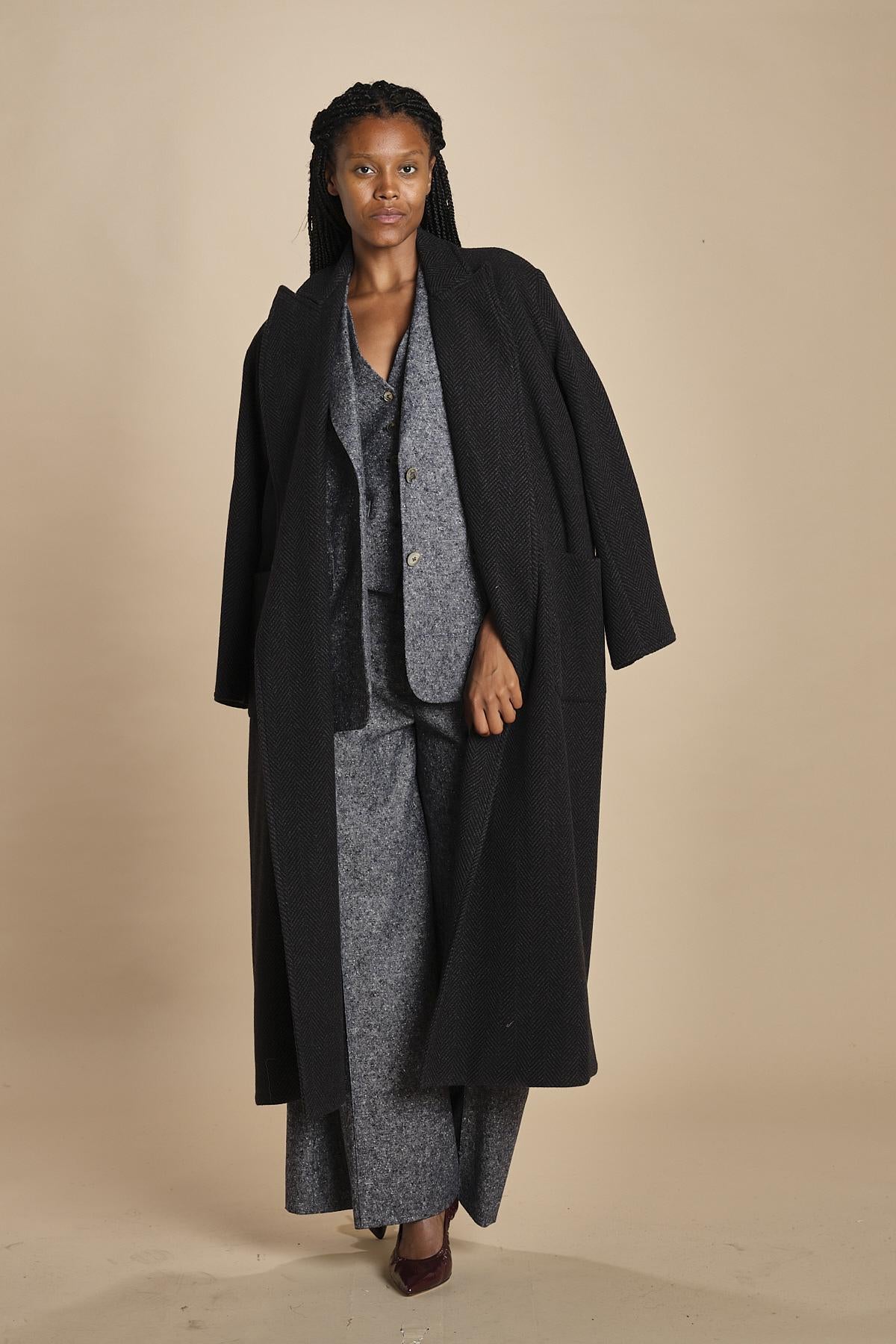 pantalone over con nervature in occhio di pernice ORIANA 540932 15 quelledue 