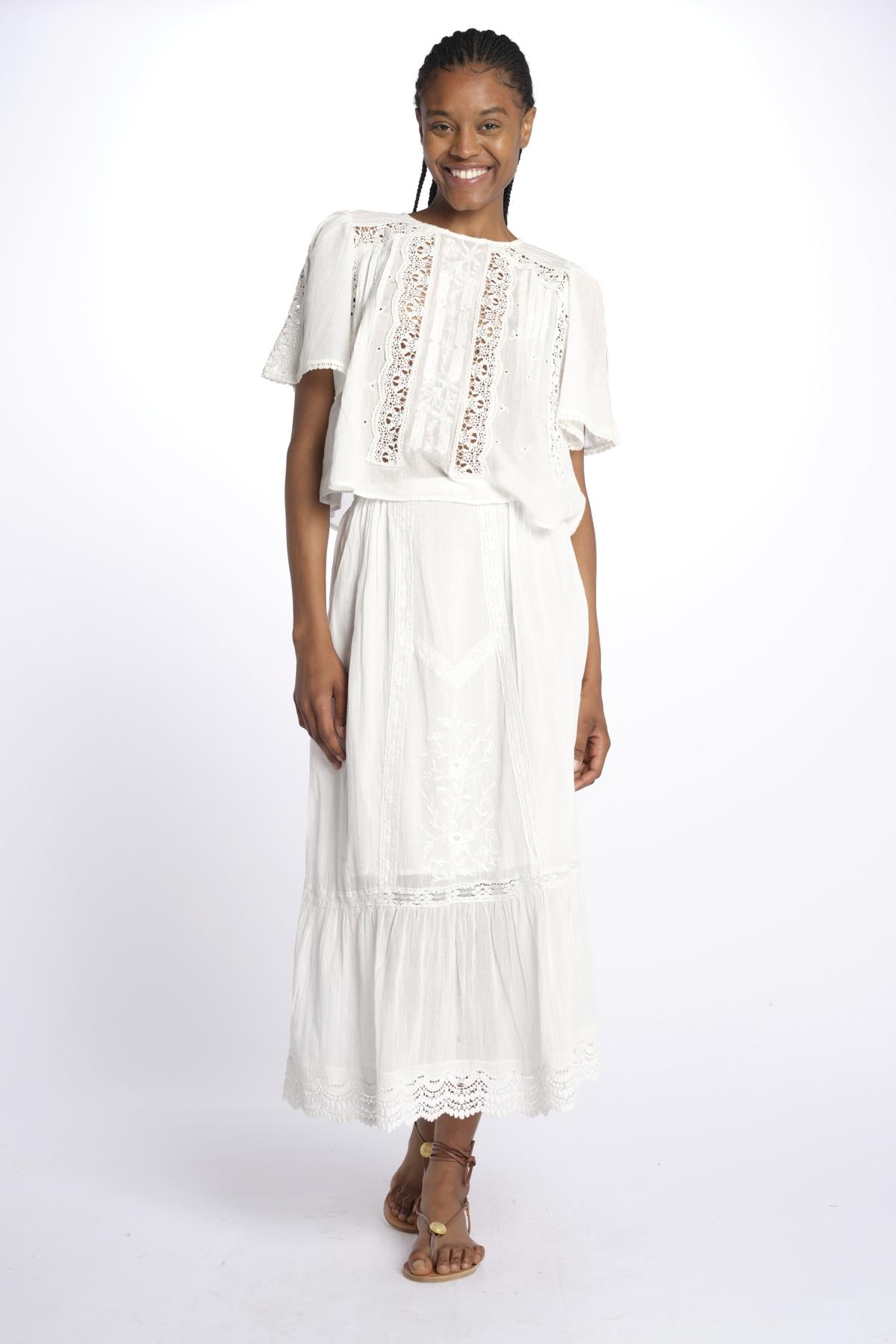 INGRID camicia cropped ricamo B0383 OFF W louise misha 