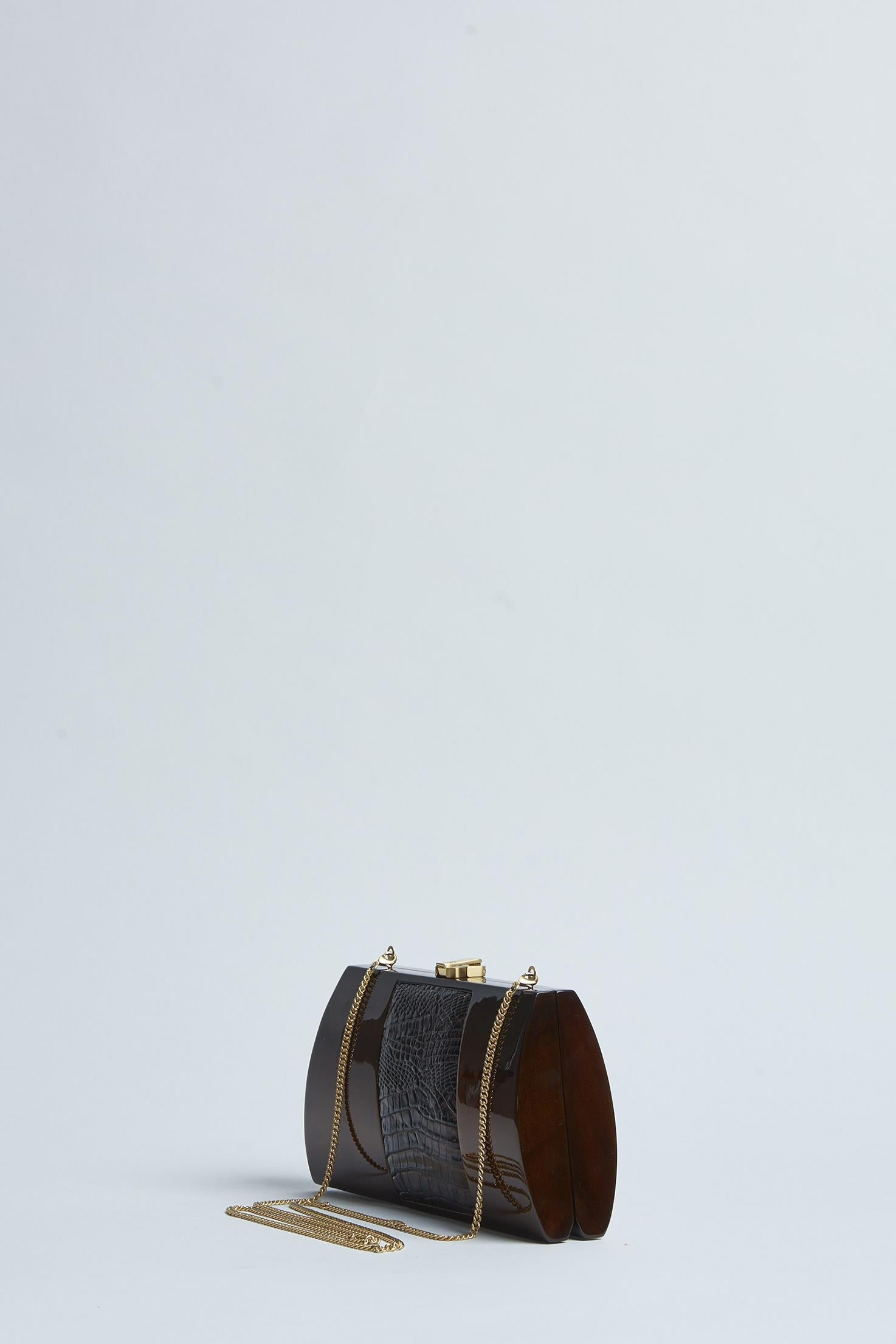 clutch banda cocco ZAIRE STRIPE MARRONE rocio 