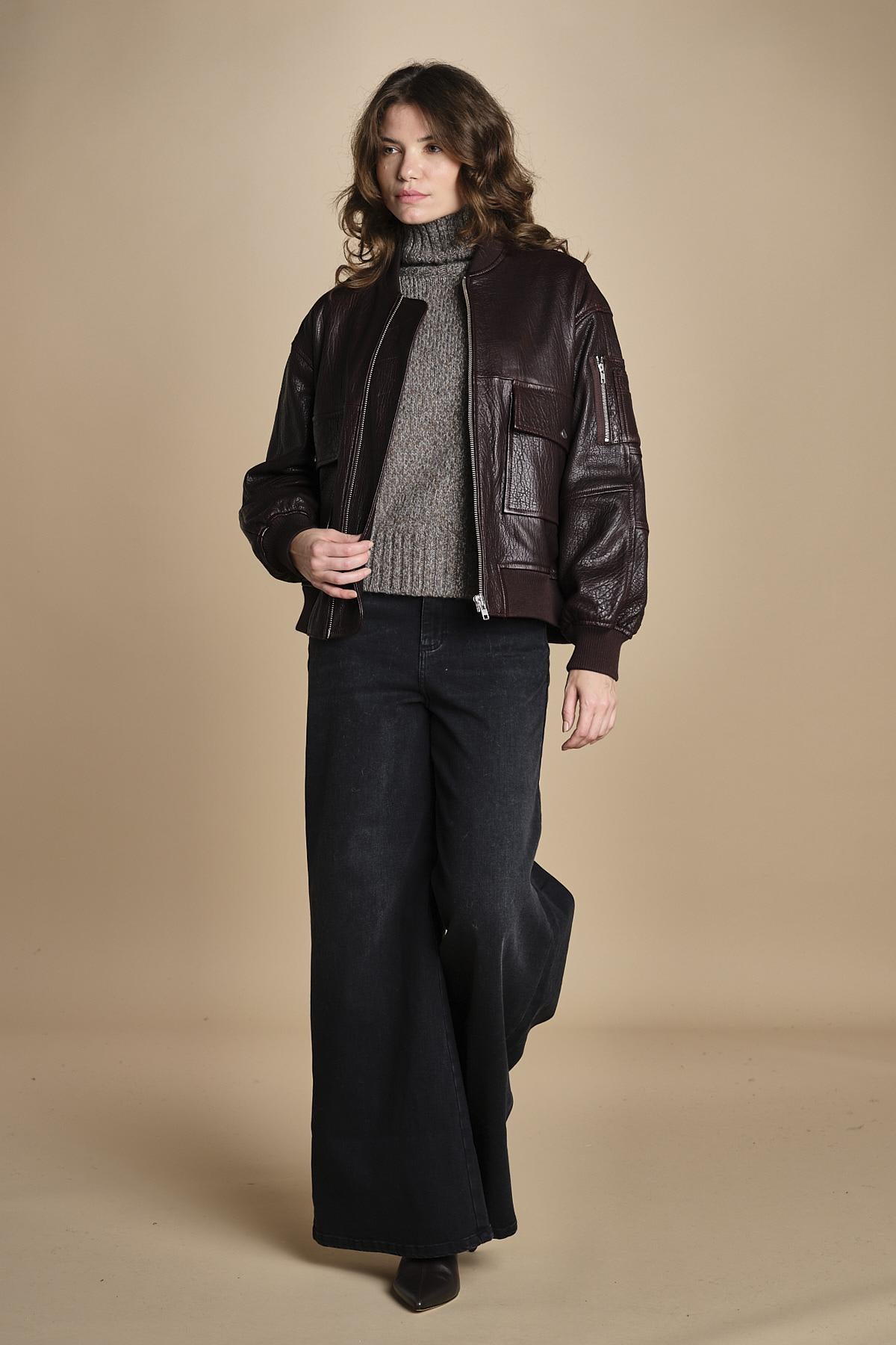 LARA bomber in pelle LARA IO118048 RE401 ivy oak 