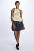 Pleated band lace top