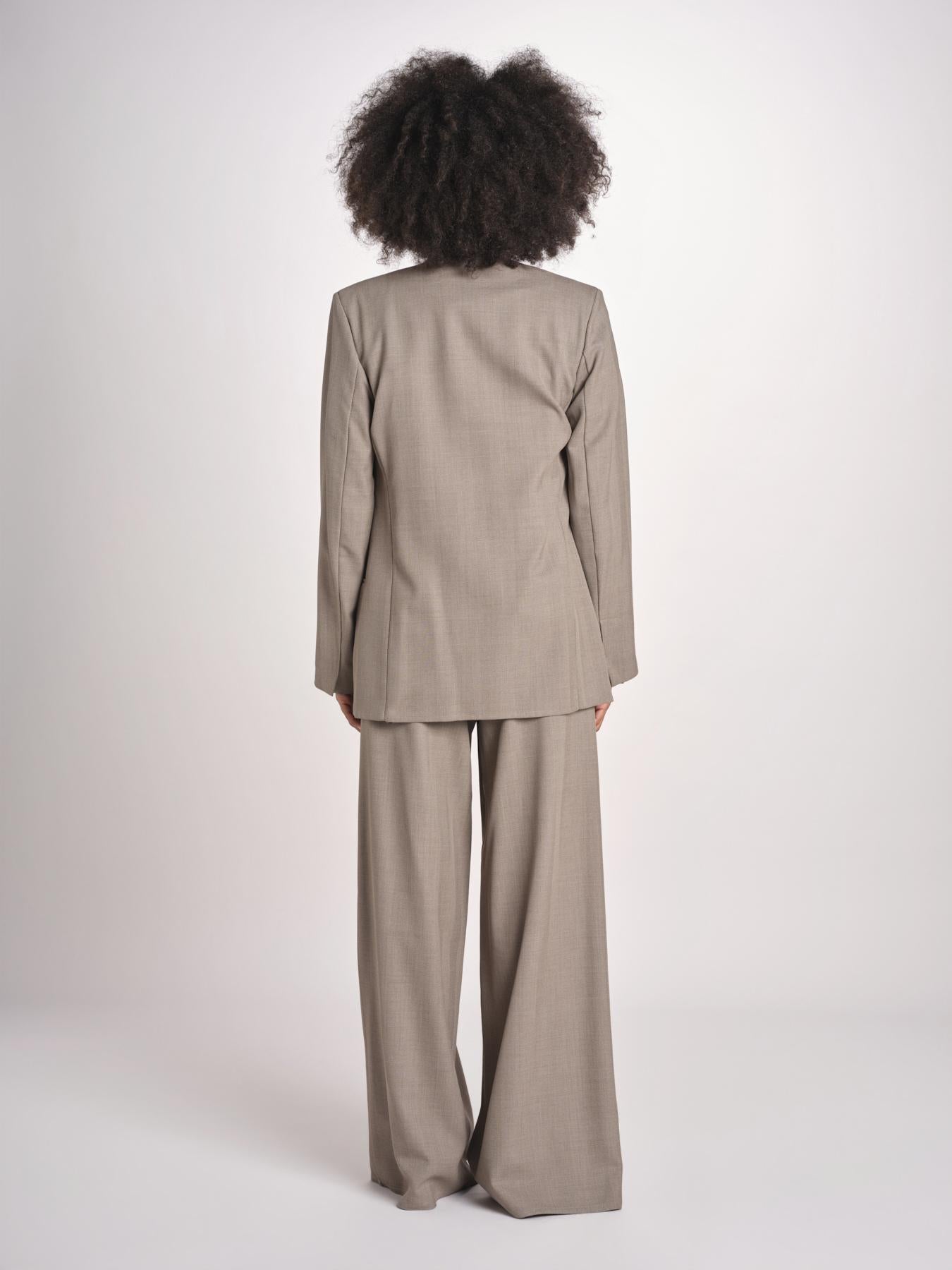 blazer senza bottoni in tessuto diagonale U3043V TORTORA dusan 